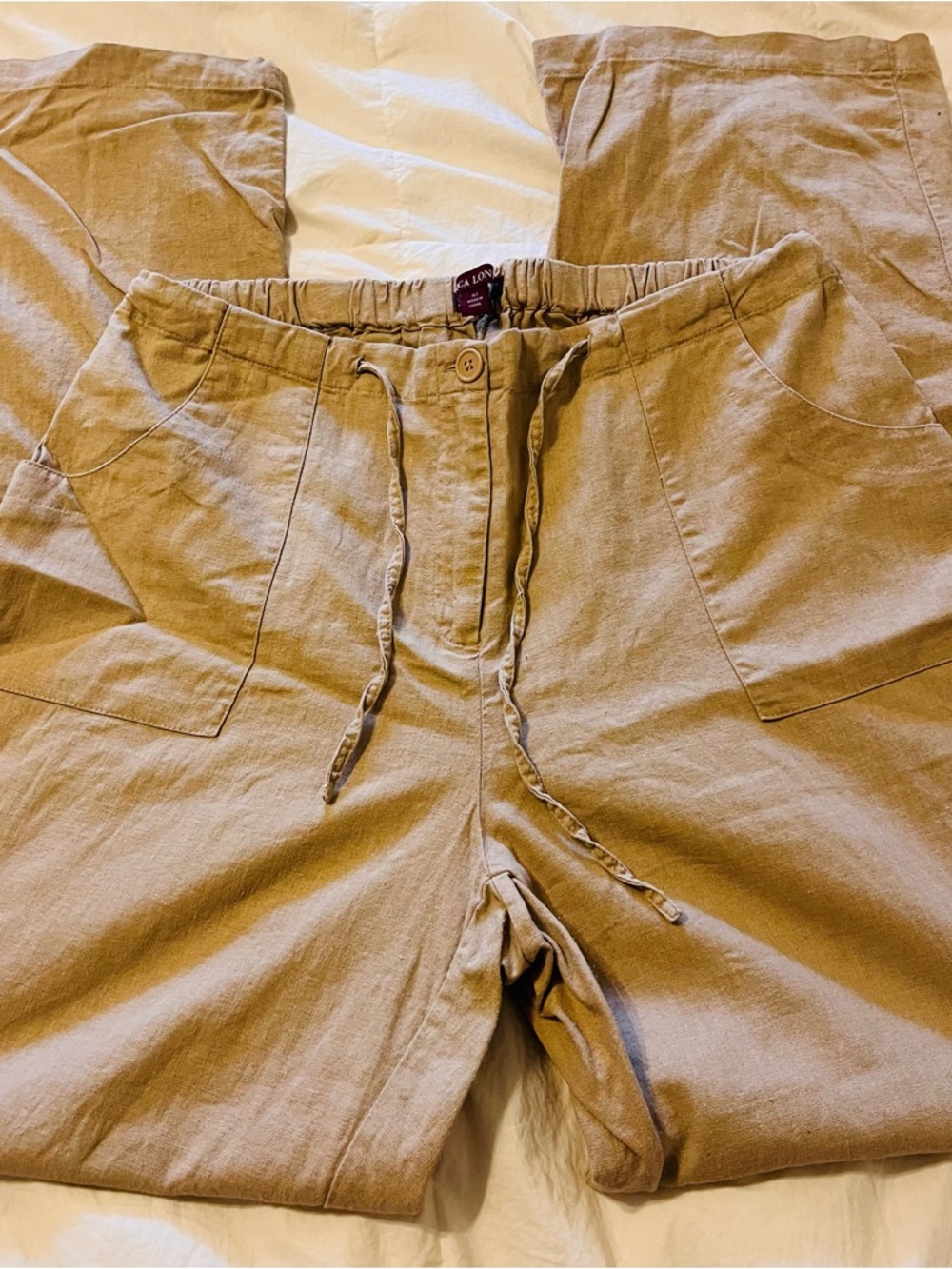 High Rise Drawstring Linen Pants size 16 Tall/Long